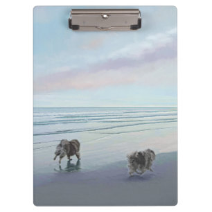 Keeshonds an der Küste Malerei Hund Kunst Klemmbrett