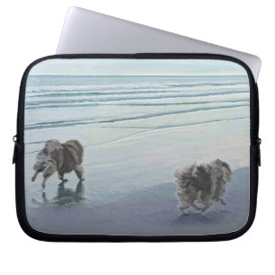 Keeshonds an der Küste Malerei Hund Kunst Laptopschutzhülle