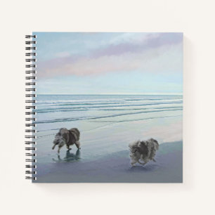 Keeshonds an der Küste Malerei Hund Kunst Notizbuch