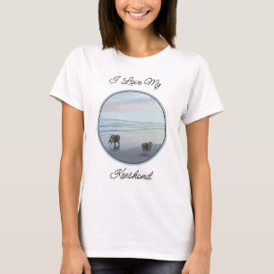 Keeshonds an der Küste Malerei Hund Kunst T-Shirt