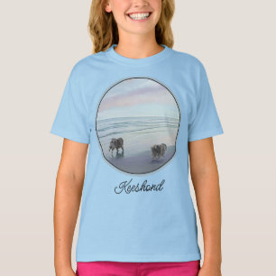 Keeshonds an der Küste Malerei Hund Kunst T-Shirt