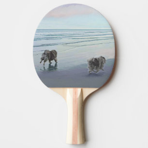 Keeshonds an der Küste Malerei Hund Kunst Tischtennis Schläger