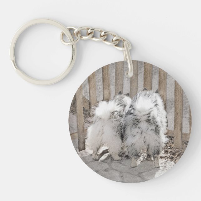 Keeshonds at the Gate Painting - Original Dog Art (Devant)