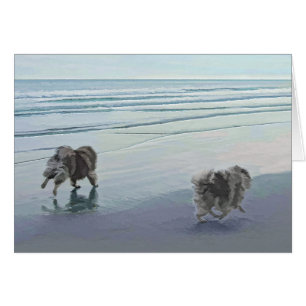 Keeshonds at the Seashore Peinture Dog Art