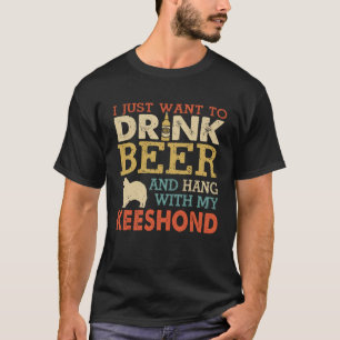 Keeshound Vater Drink Bier Hang mit Hund Männer Vi T-Shirt