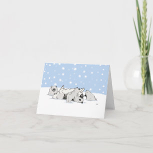 Keesies im Schnee   Keeshond Christmas Custom Feiertagskarte