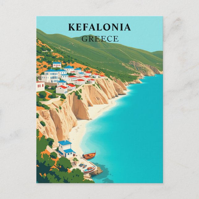 Kefalonia, Griechenland, Vintag Ionische Insel Postkarte (Vorderseite)