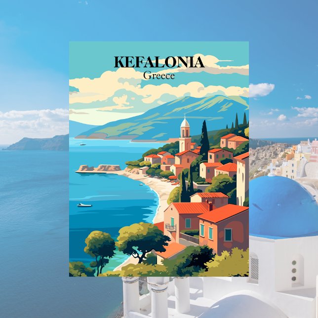 Kefalonia, Illustration Griechenland Postkarte (Greece Postcard)