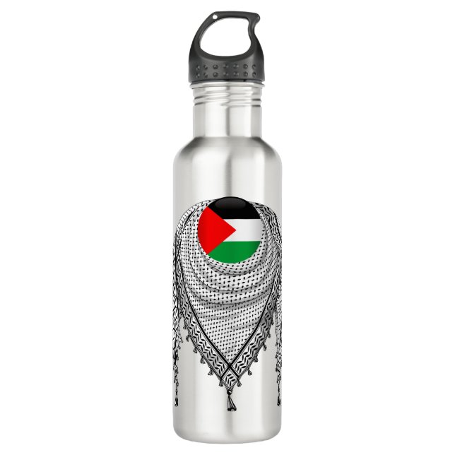 Keffiyeh palästinensischer Scarf Traditionelles Ge Edelstahlflasche (Vorderseite)