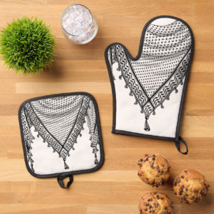 Keffiyeh palästinensischer Scarf Traditionelles Ge Ofenhandschuh & Topflappen-Set