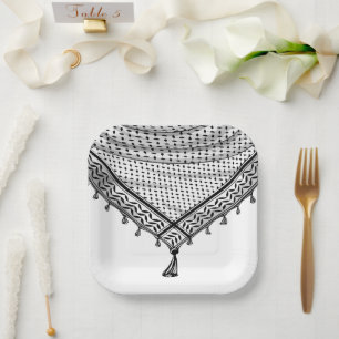 Keffiyeh palästinensischer Scarf Traditionelles Ge Pappteller