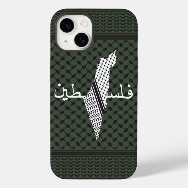 Keffiyeh Palestine Pattern Green Case-Mate iPhone 14 Hülle (Rückseite)