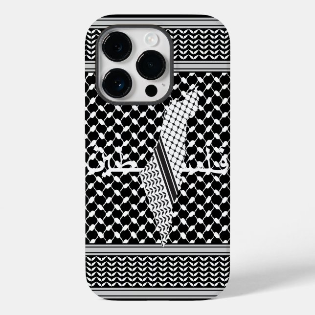 Keffiyeh Palestine Pattern White Case-Mate iPhone 14 Pro Hülle (Rückseite)
