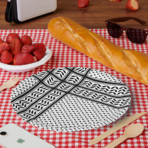 Keffiyeh-Symbol des palästinensischen Widerstandsm Pappteller