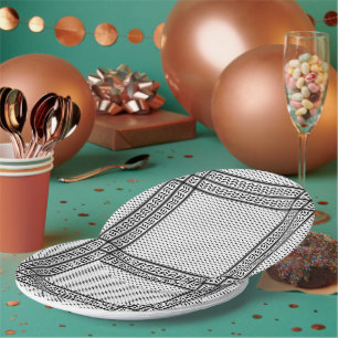 Keffiyeh-Symbol des palästinensischen Widerstandsm Pappteller