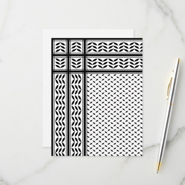 Keffiyeh-Symbol des palästinensischen Widerstandsm RSVP Karte (Vorderseite/Rückseite Beispiel)