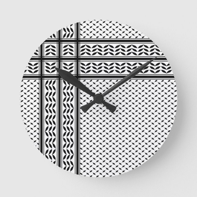 Keffiyeh Symbol of Palestine Resistance Pattern Runde Wanduhr (Vorderseite)