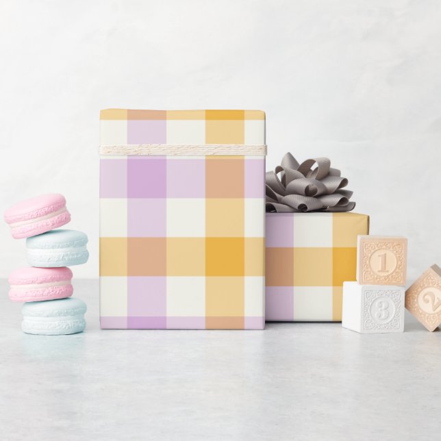 Kegelblume Gingham - Geschenkpapier (Babyparty)