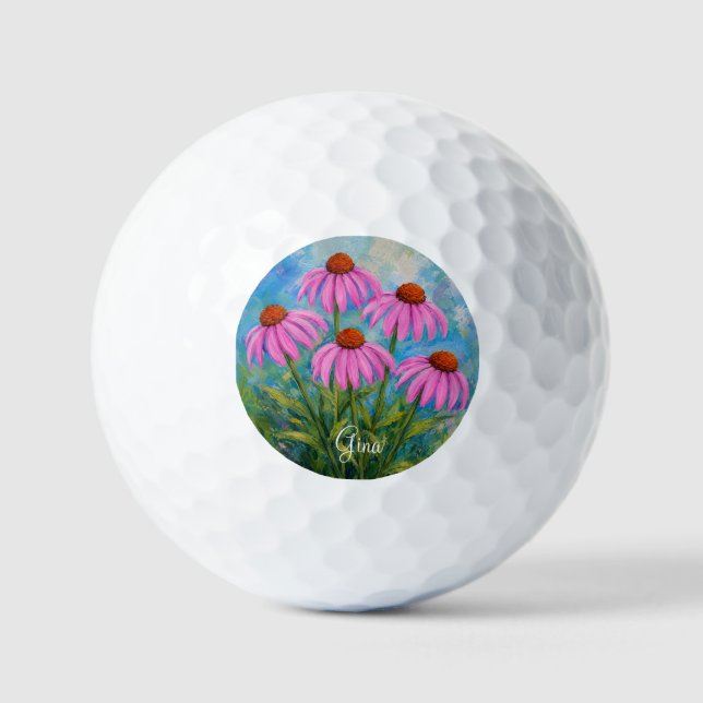 Kegelblumen-Golfbälle mit Text Golfball (Vorderseite)