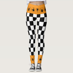 Kegelförmige Schwarz-weiße Halloween-Spinnen Leggings