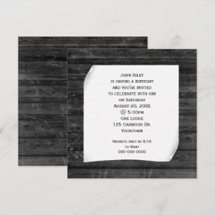 Kegelpapier aus schwarzem Holz Einladung