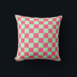 Kegelrosa und weich grün kissen<br><div class="desc">Abstrakte digitale Kunst von heißen rosa und weichen grünen Quadraten in einer karierten Formation.</div>