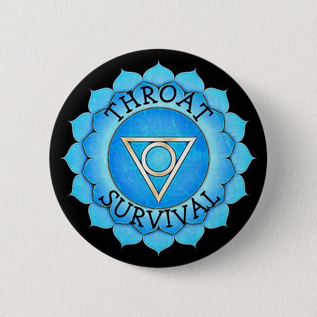KEHLE-KOMMUNIKATION BLAUER Chi Chakra Knopf Button (Vorderseite)