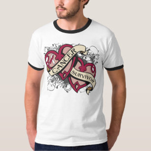 Kehlkopfkrebs-Krebs-Überlebend-Doppelherzen T-Shirt