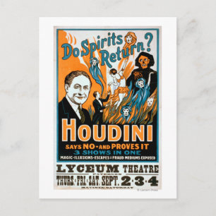 Kehren Geister zurück? Houdini sagt NEIN - Beweist Postkarte
