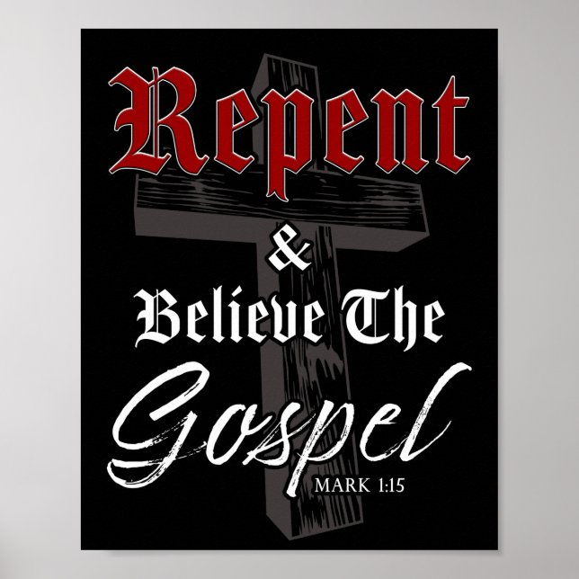 Kehren und Glauben an das Evangelium: Christlicher Poster (Vorne)