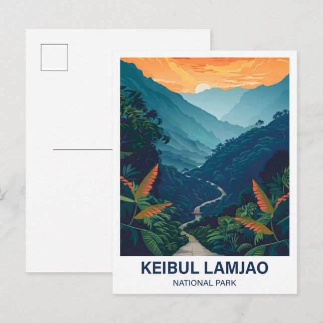 Keibul Lamjao Nationalpark Indien Reisen Postkarte (Vorne/Hinten)