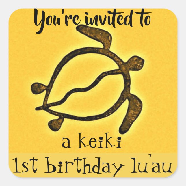 Keiki First Birthday Luau Quadratischer Aufkleber (Vorderseite)