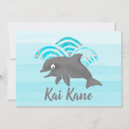 Keiki Watercolor Dolphin Wave Einladung