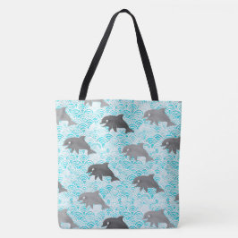 Keiki Watercolor Dolphin Wave Reversible Tasche