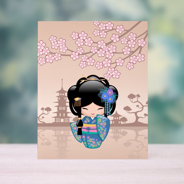 Keiko Kokeshi Doll - Blue Kimono Geisha Girl Acrylschild (Neutral)