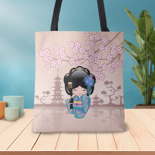 Keiko Kokeshi Doll - Blue Kimono Geisha Girl Tasche