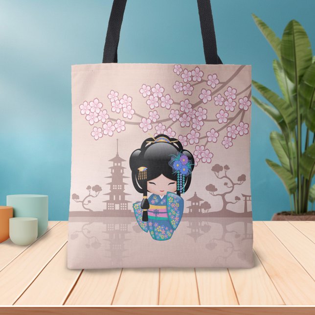 Keiko Kokeshi Doll - Blue Kimono Geisha Girl Tasche (Von Creator hochgeladen)