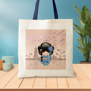 Keiko Kokeshi Doll - Blue Kimono Geisha Girl Tragetasche