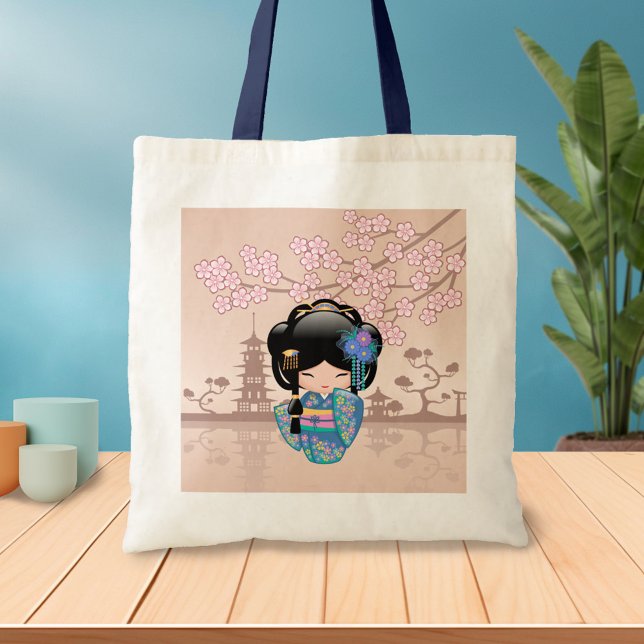 Keiko Kokeshi Doll - Blue Kimono Geisha Girl Tragetasche (Von Creator hochgeladen)