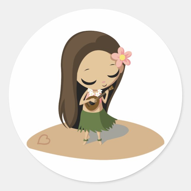 Keilana the Hula Girl Runder Aufkleber (Vorderseite)