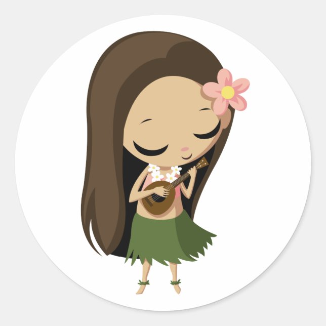 Keilana the Hula Girl Runder Aufkleber (Vorderseite)