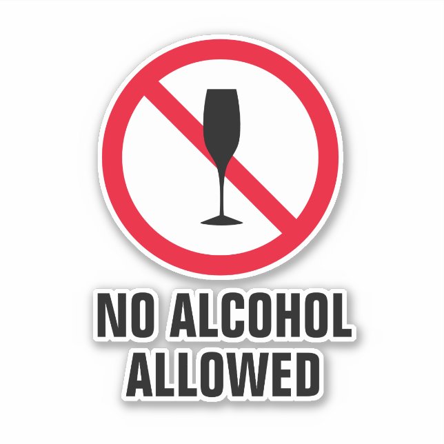 Kein Alkohol darf Weinglas-Logo Aufkleber (Vorderseite)
