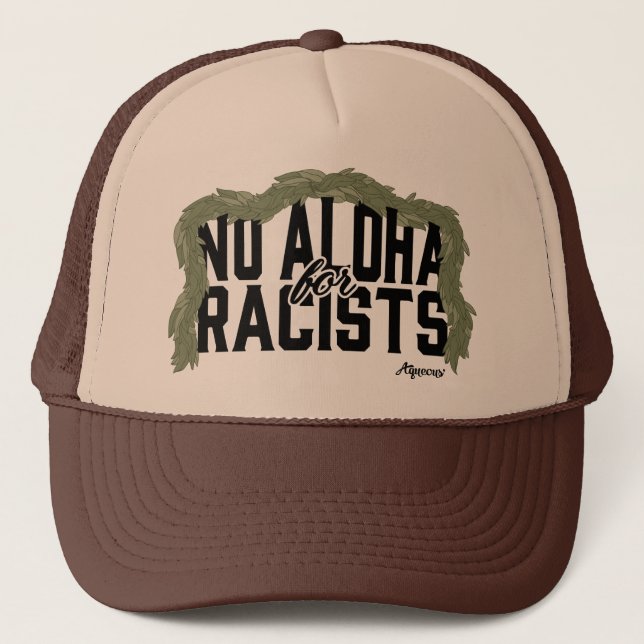 Kein Aloha für Rassisten [Schwarz] Trucker Hat Truckerkappe (Vorderseite)