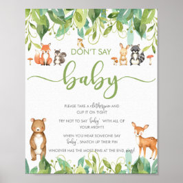Kein Baby Duwer Game Woodland Greenery Schild