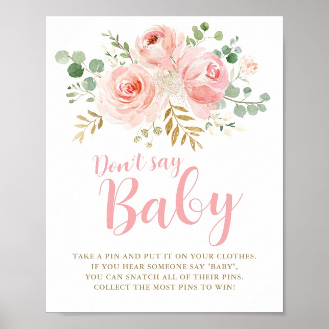 Kein Baby-Spielzeichen, Blush Pink Baby-Dusche P Poster (Vorne)