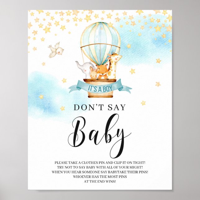 Kein Babyspiel Schild Heißluftballon Tiere (Vorne)