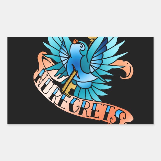 kein bereuender Vogel Rechteckiger Aufkleber (Vorderseite)