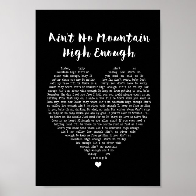 Kein Berg hoch genug schwarzes Herzenslied Poster (Vorne)