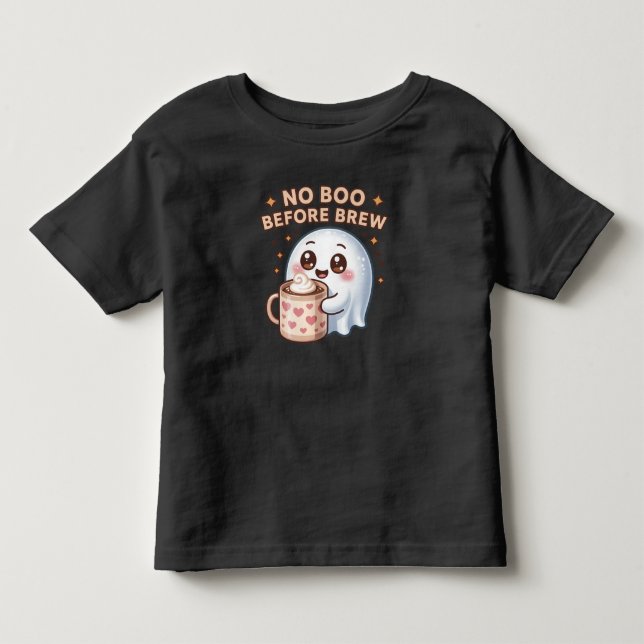 Kein Boo vor Brew Funny Halloween Ghost-Kaffee Kleinkind T-shirt (Vorderseite)