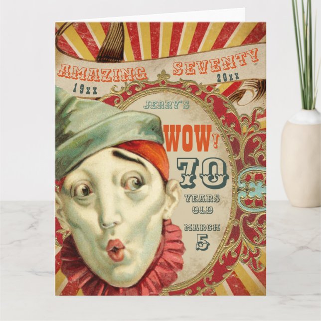 Kein Clown, es ist Vintag 70. Geburtstag Karte (Vorderseite)